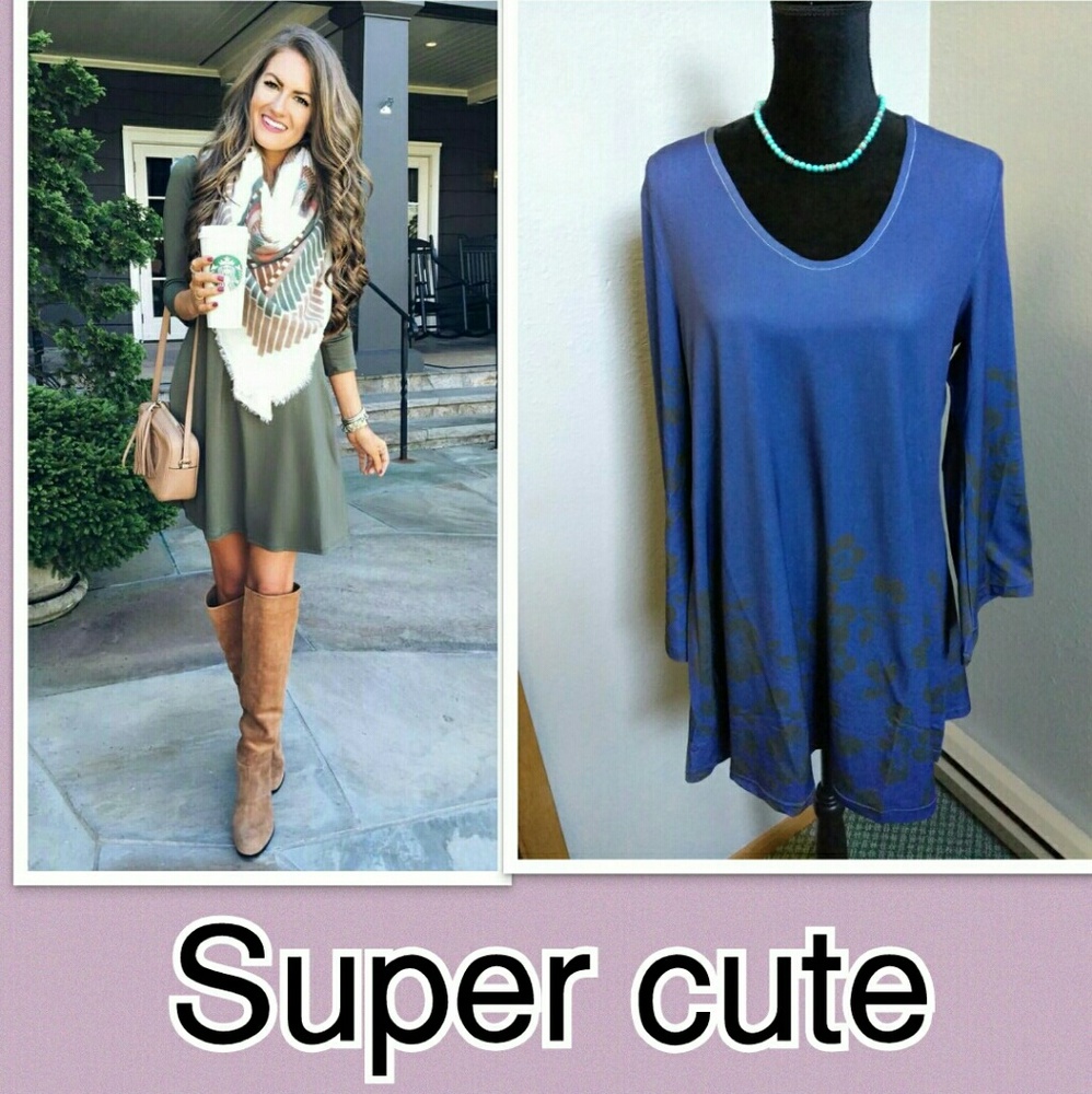 Blue and Black Floral Tunic - Picture 2 of 8